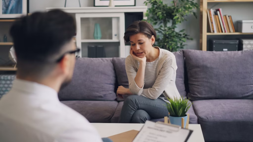 Adult engaging in individual counseling session